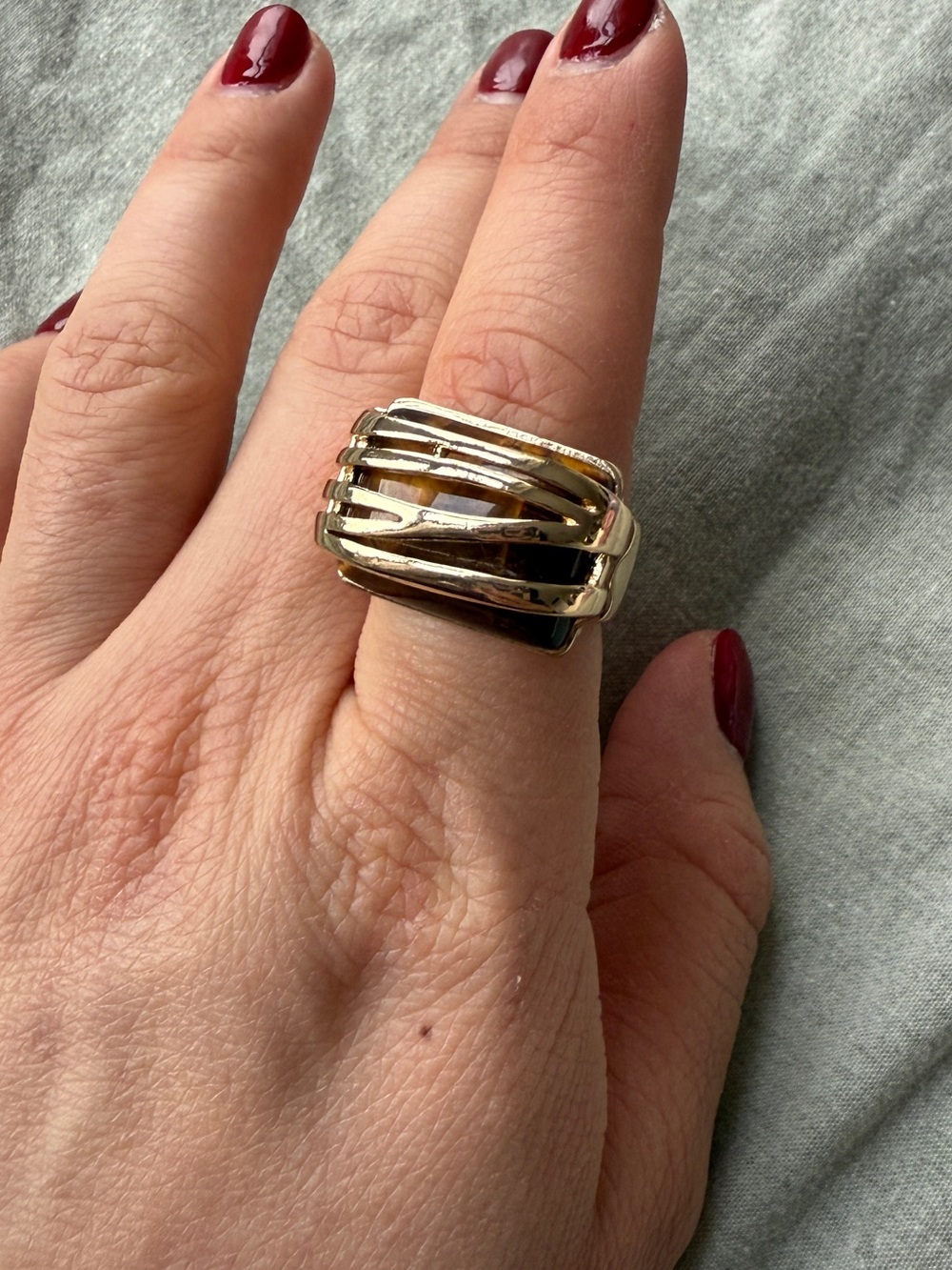 NWT 90s Camille Lucie Rhinestone Luxury Designer Sterling Silver Goldplated Ring